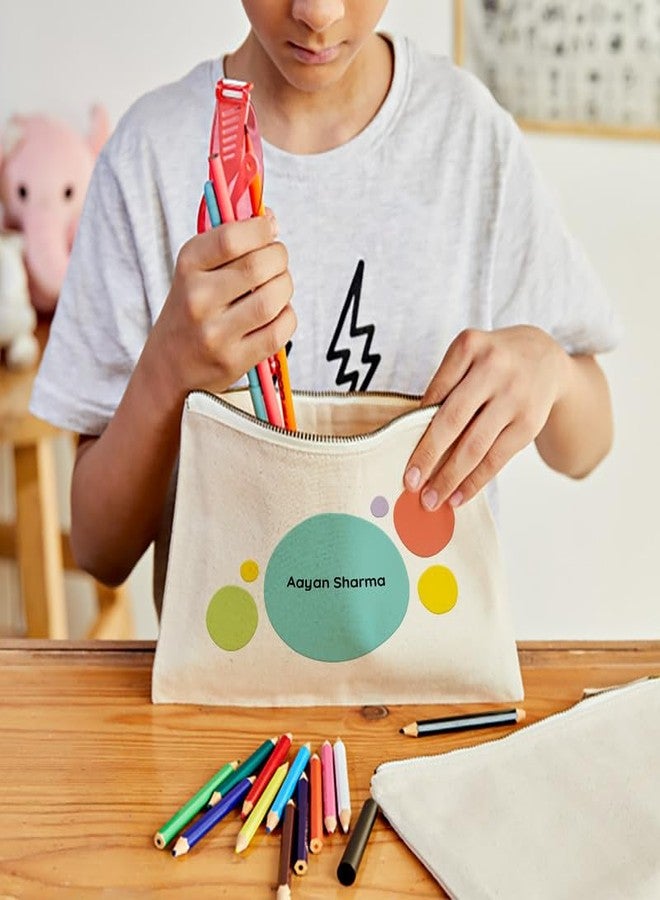 زوبو حقيبة زوبو متعددة الاستخدامات، قابلة للتخصيص بأسماء الأطفال، مصنوعة من القطن الخالص ١٠٠٪ مع سحاب، حقيبة أقلام للأولاد والبنات، منظم أدوات مدرسية للأطفال من زوبو كيدز - Image 2